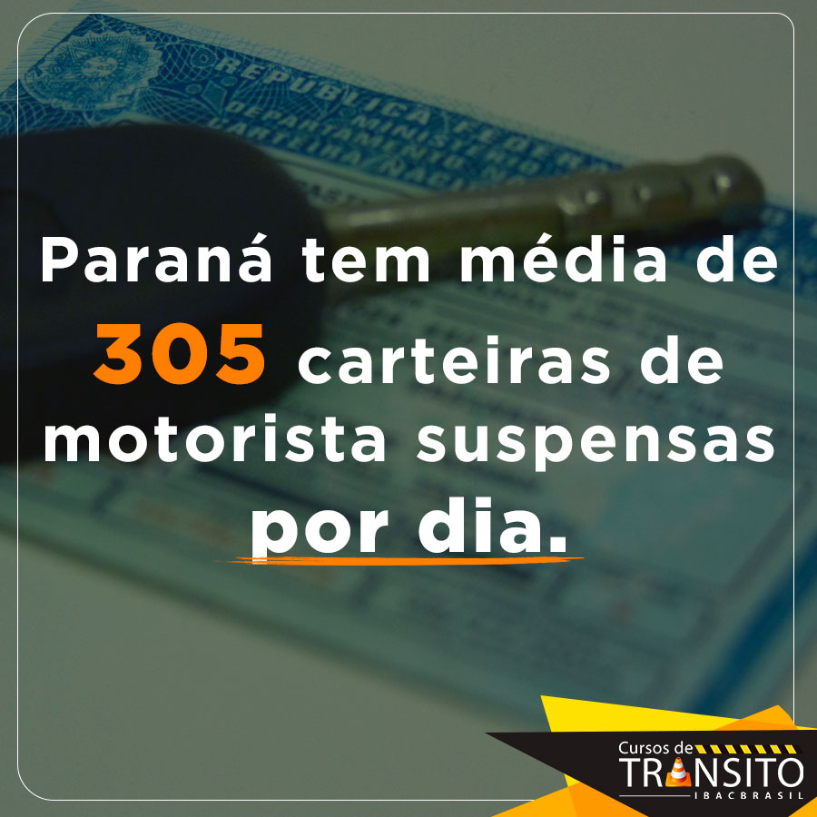 Paraná tem média de 305 carteiras de motorista suspensas por dia
