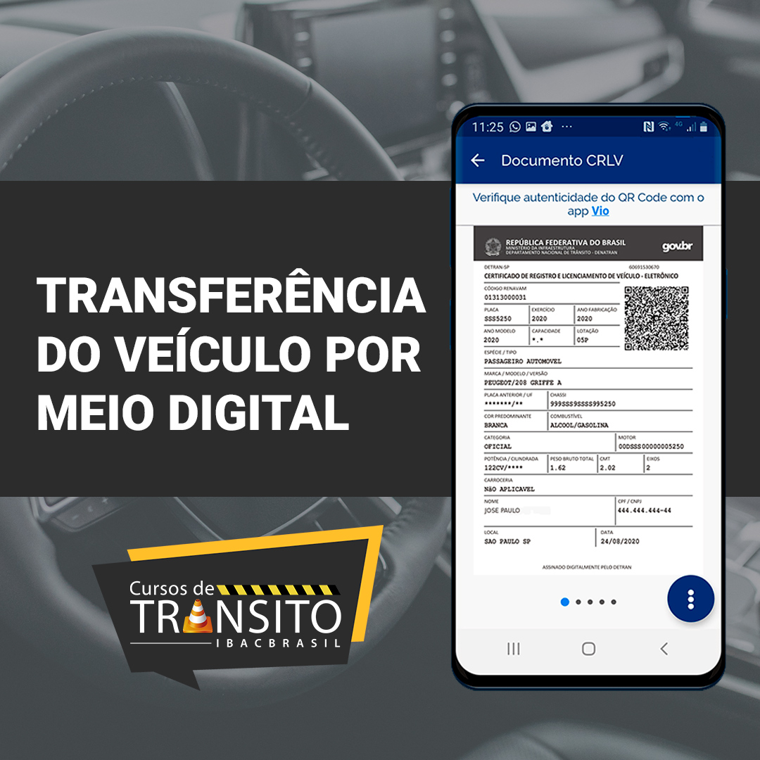 Transferência do veículo por meio digital